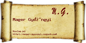 Mager Gyöngyi névjegykártya